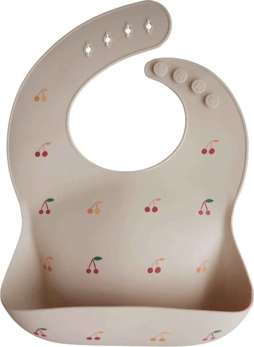 Mushie Siliconen Baby Slabbetje Cherries - Rood