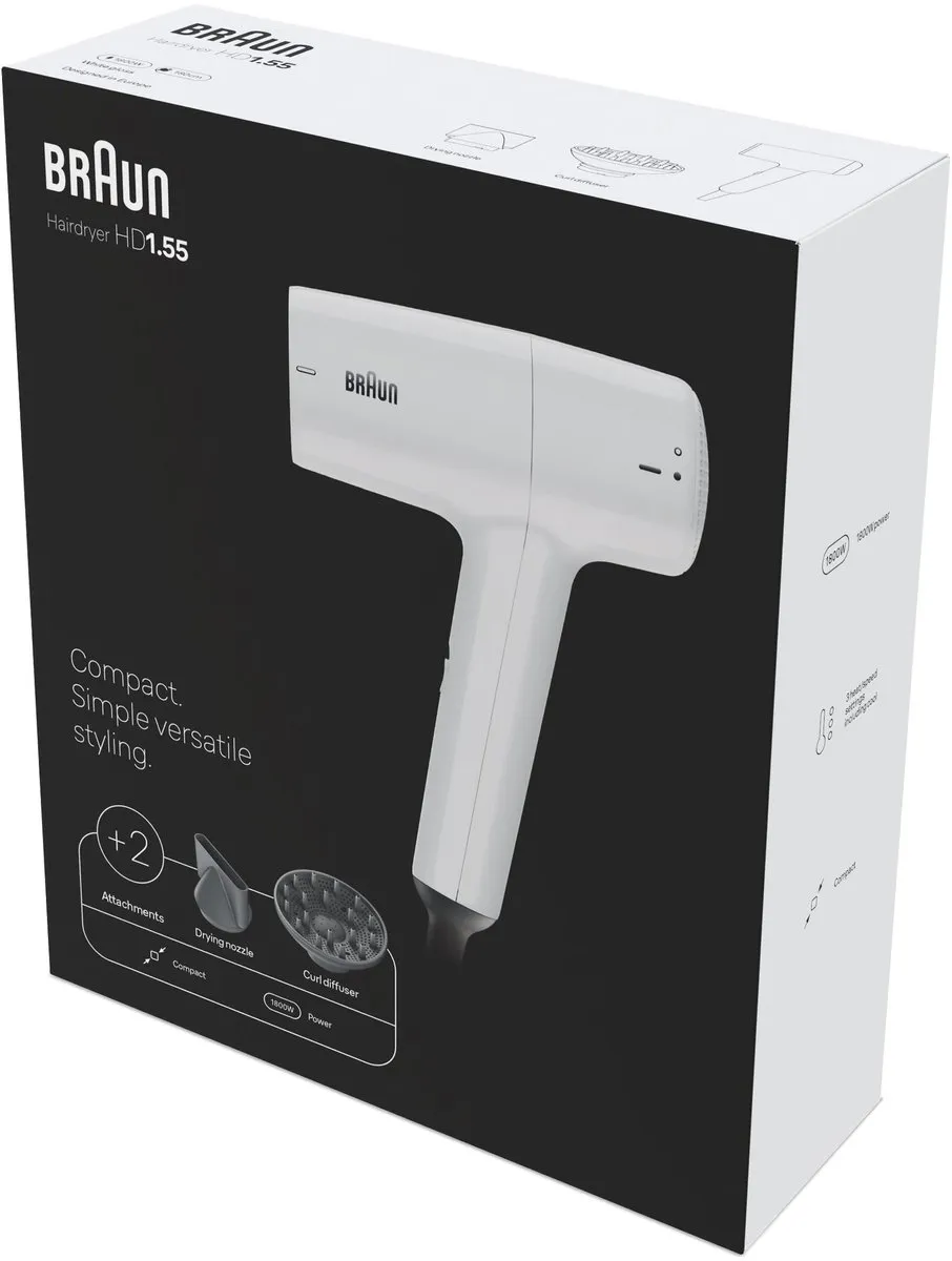 Braun HD1.55 Föhn - 1800W - Wit - afbeelding 6 van 6