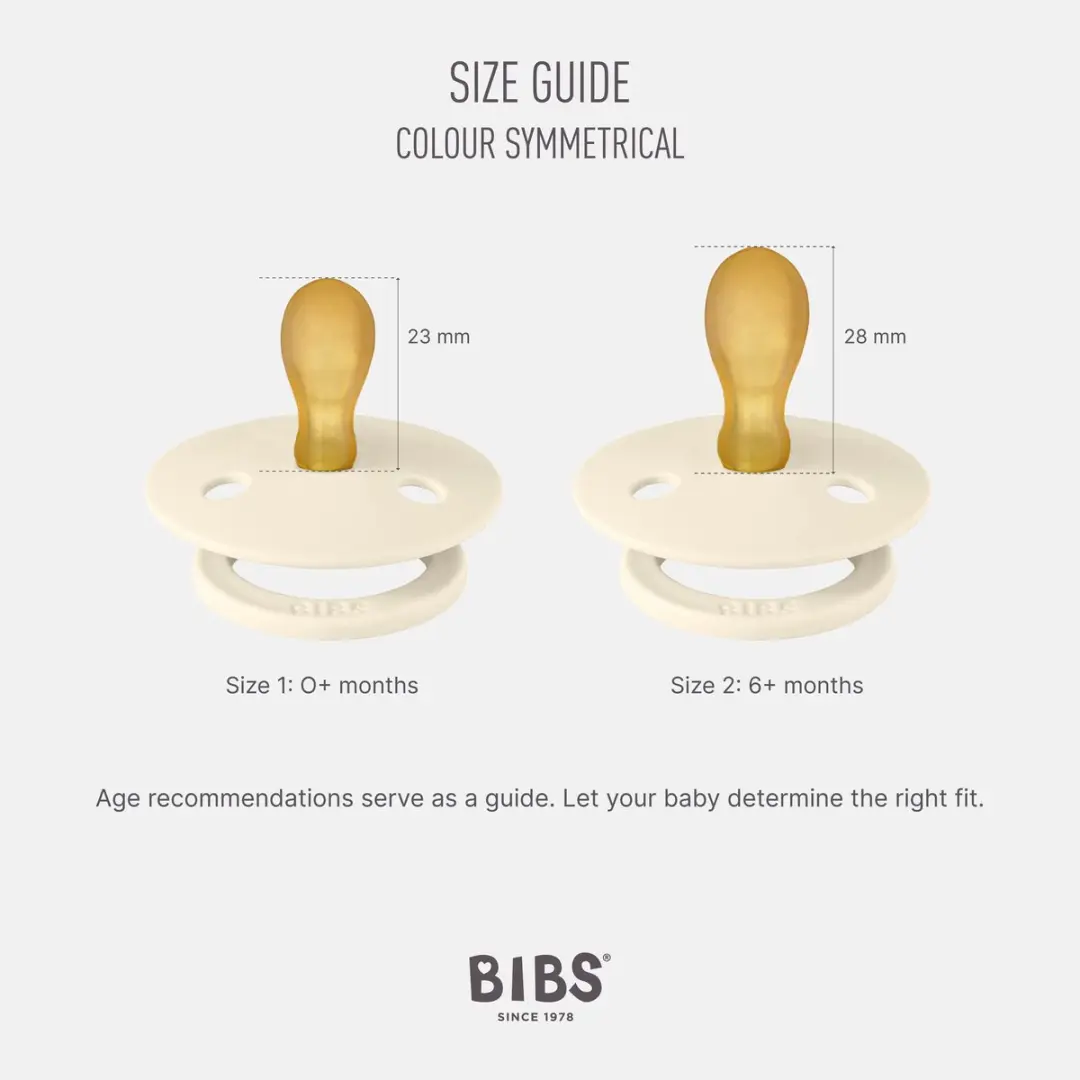 BIBS Colour Symmetrische Speen Maat 1 - 2 Stuks - Ivory/Blush