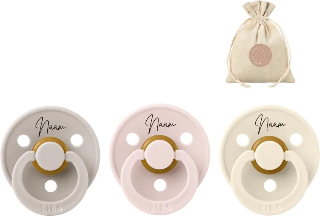 BIBS Spenen met Naam 2 Petal/Mushroom/Ivory
