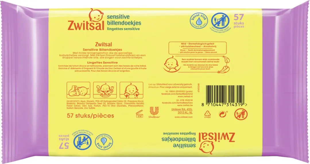 Zwitsal Sensitive Billendoekjes 228 Stuks