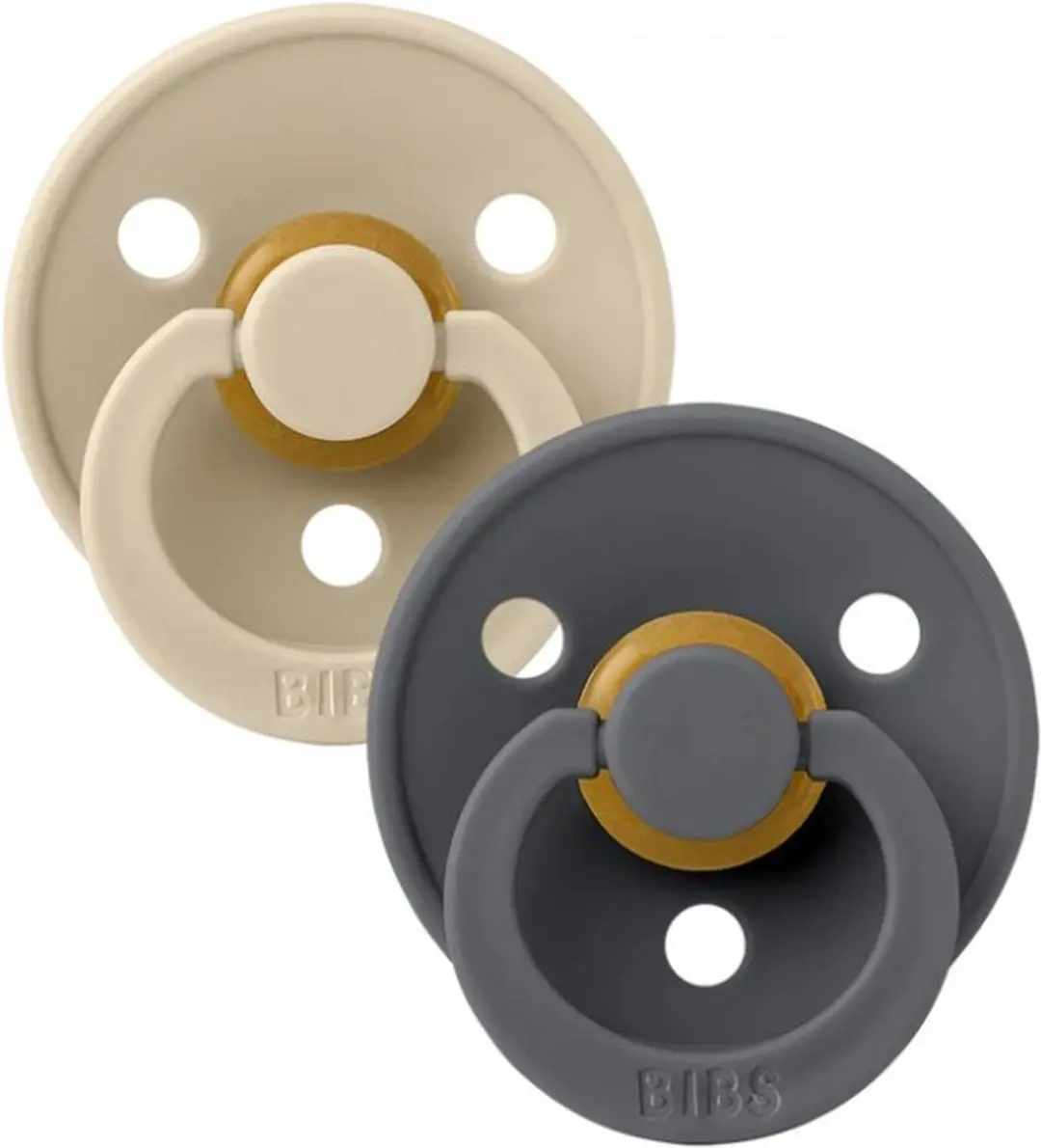 BIBS Colour Pacifier Maat 2 - 2 Stuks - Vanilla/Iron