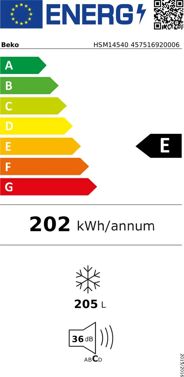 Beko HSM14540 Diepvrieskist 205L - 9,5 Kg/24u - Wit