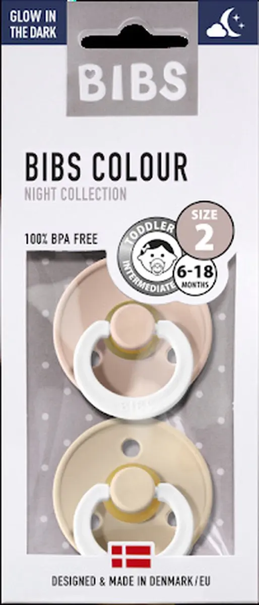 BIBS Glow Fopspeen Maat 2 - Symmetrisch - Blush Glow