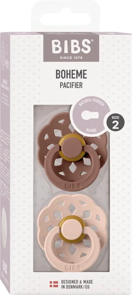 BIBS Boheme Fopspeen Stage 2 - 2 Stuks - Woodchuck/Blush