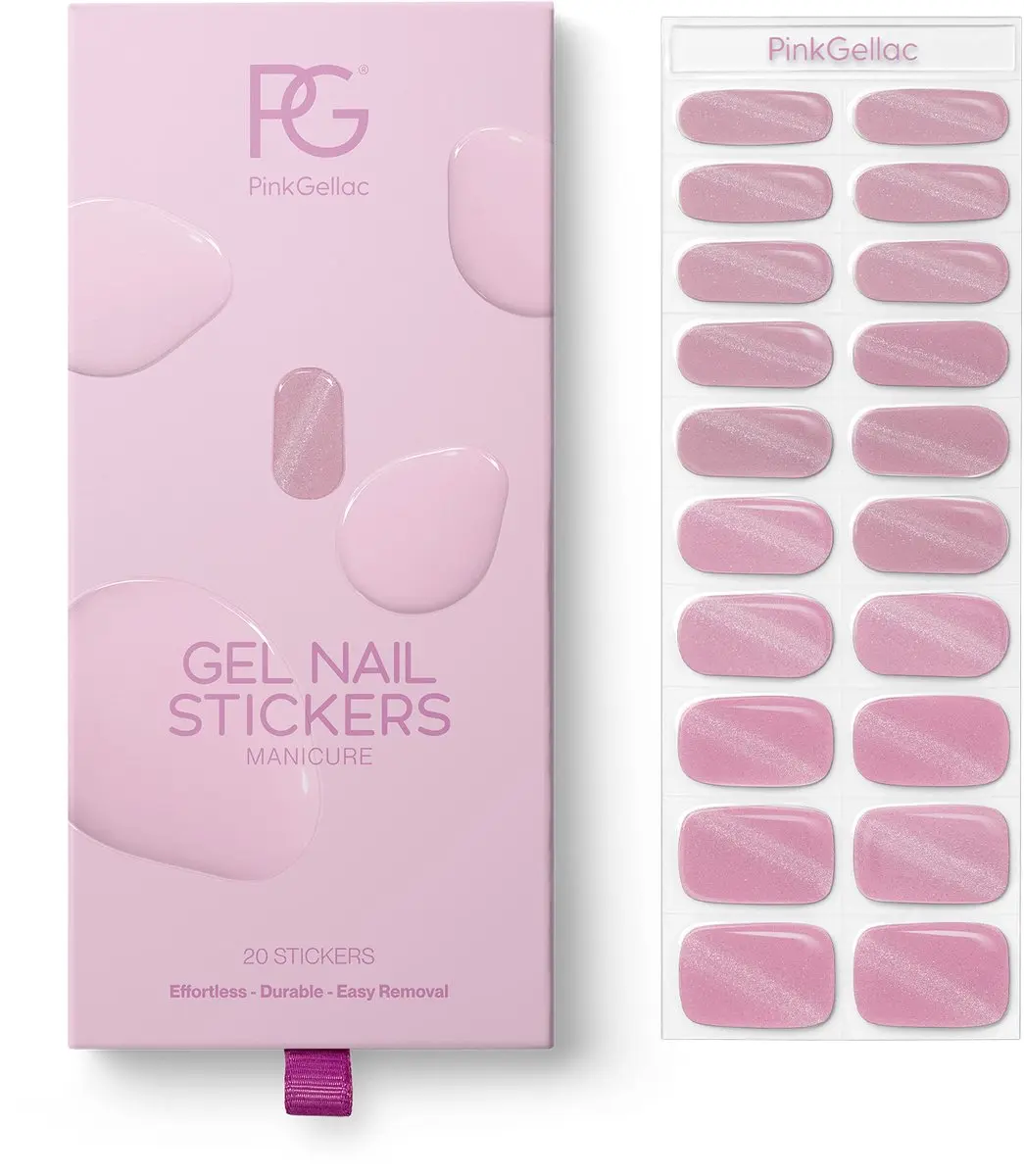 Pink Gellac UV Nagelstickers Cat Eye Blushing Pink - 20 Stuks