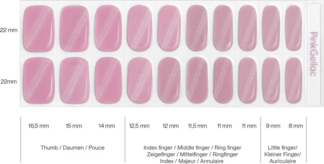 Pink Gellac UV Nagelstickers Cat Eye Blushing Pink - 20 Stuks