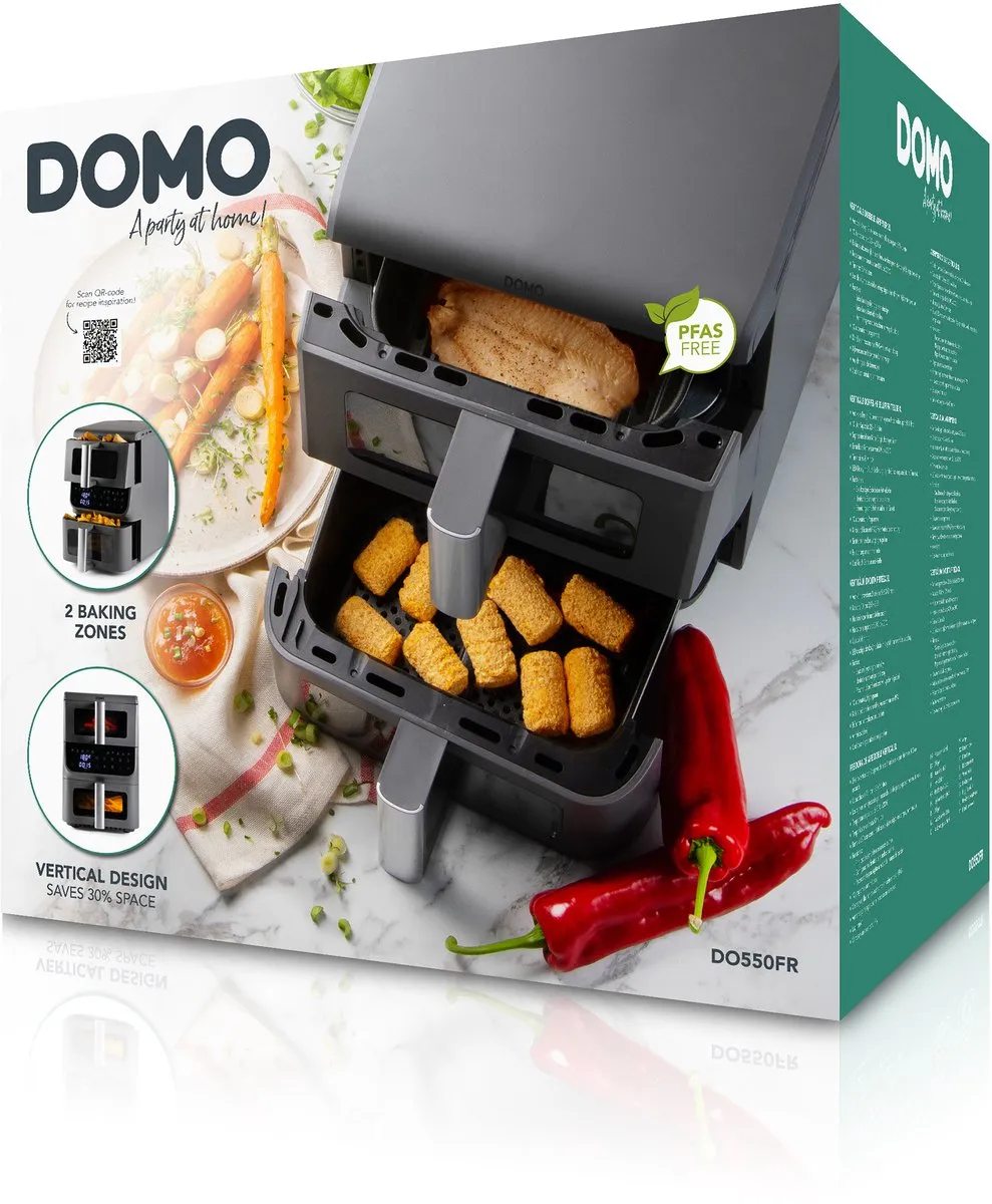Domo DO550FR Dubbele Airfryer XXL - 2500W - Grijs