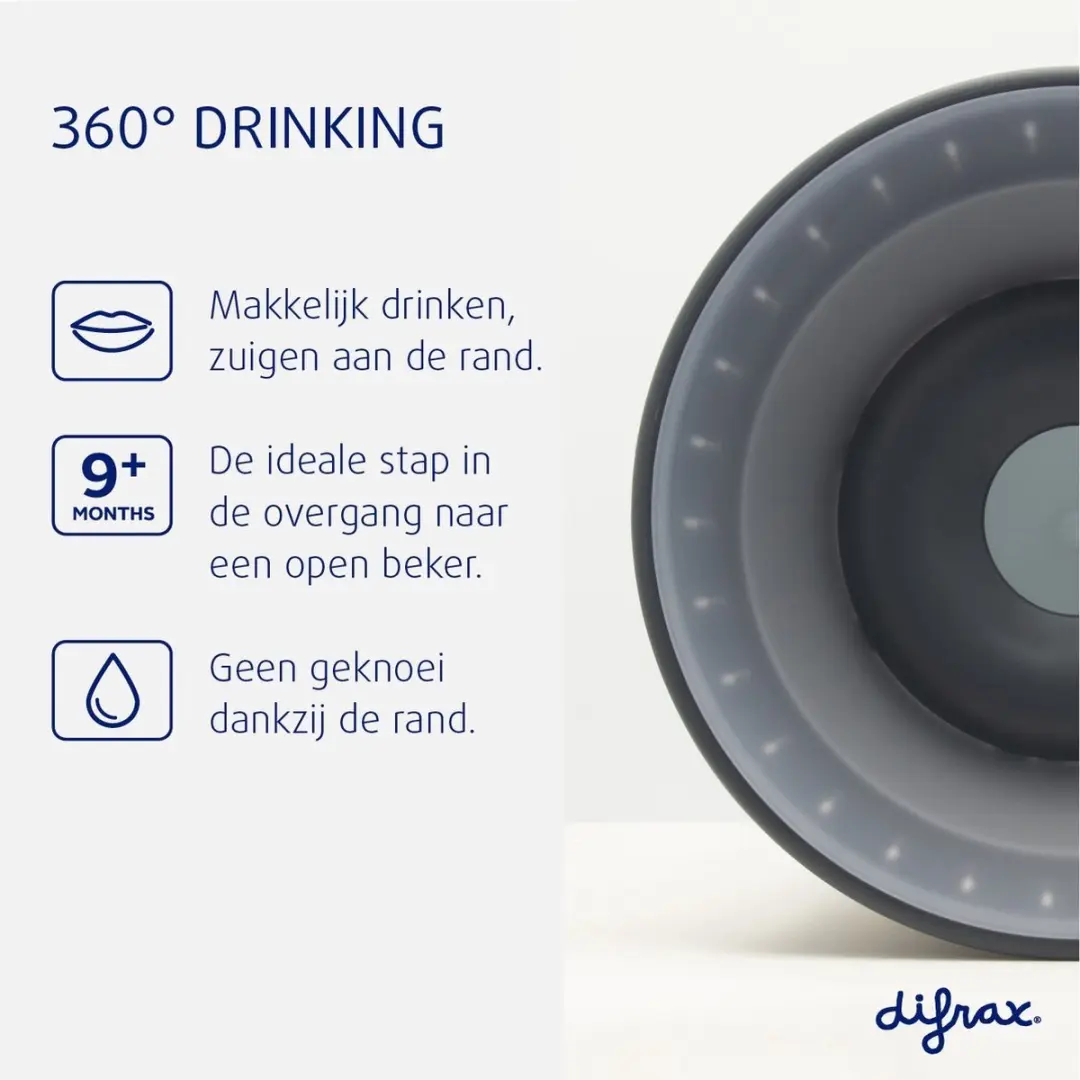 Difrax 360°beker Drinkbeker 250ml - Grijs