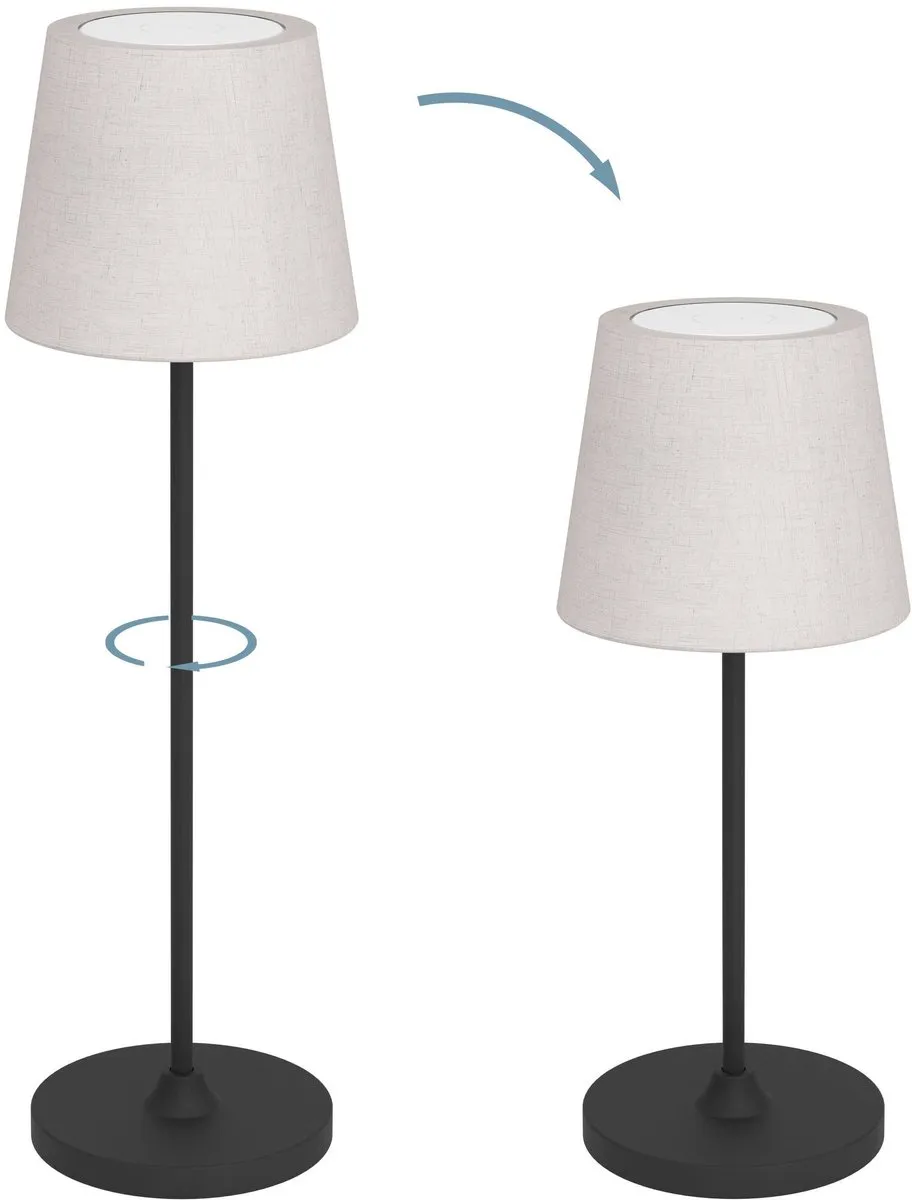 Eglo Leonero Oplaadbare LED Tafellamp - Zwart/Beige