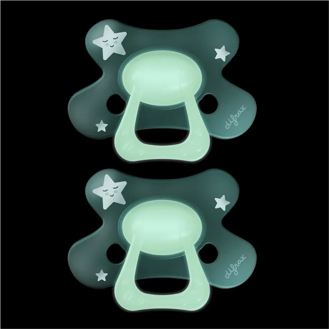 Difrax Orthodontische Glow-in-the-Dark Fopspeen 12+ Maanden - 2 Stuks