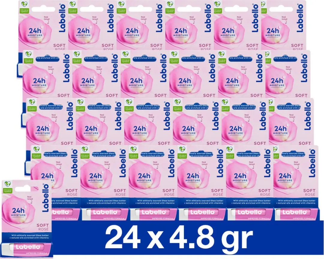 Labello Lippenbalsem Soft Rose - 24 Stuks