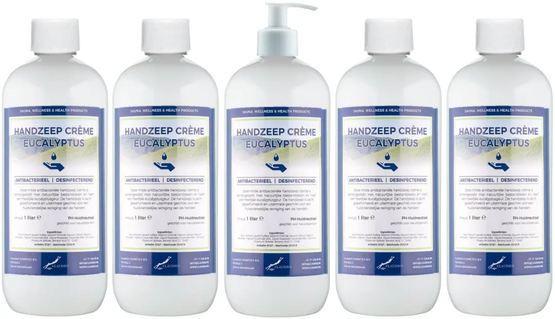 Splashbox Cosmetics Handzeep Crème Eucalyptus 1L - 5 Stuks