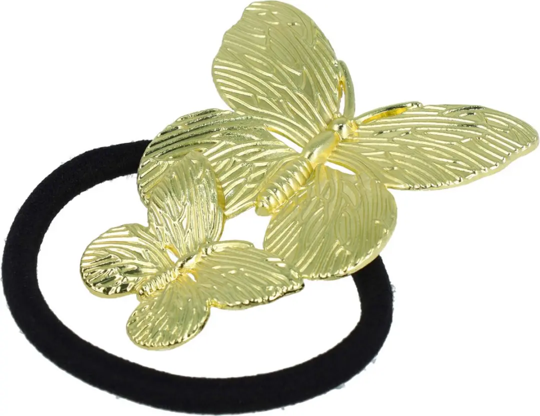 Haarsoires Vlinder Haarelastiek 5cm - Goud/Zwart