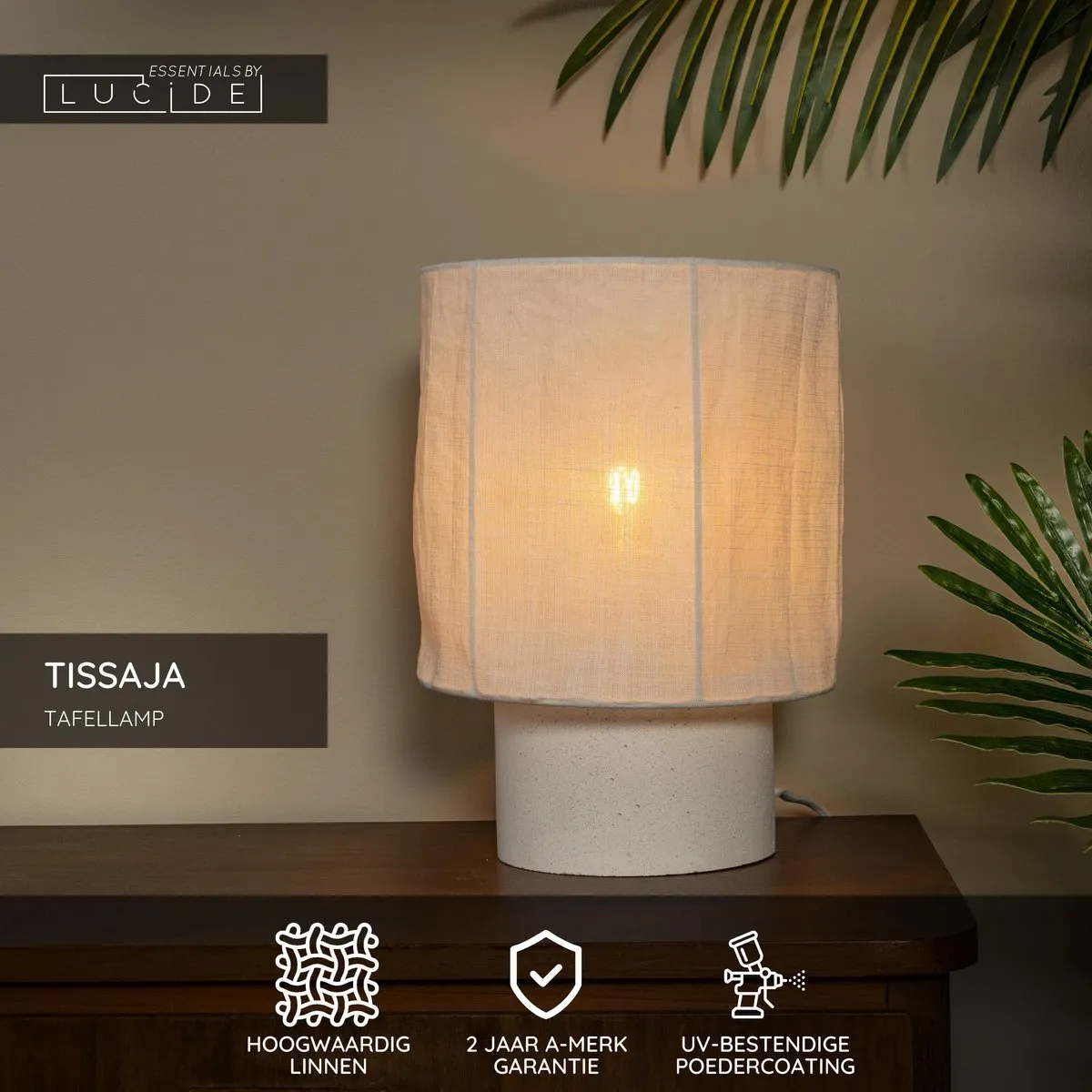 Lucide TISSAJA Tafellamp Ø20cm - 1xE14 - Wit