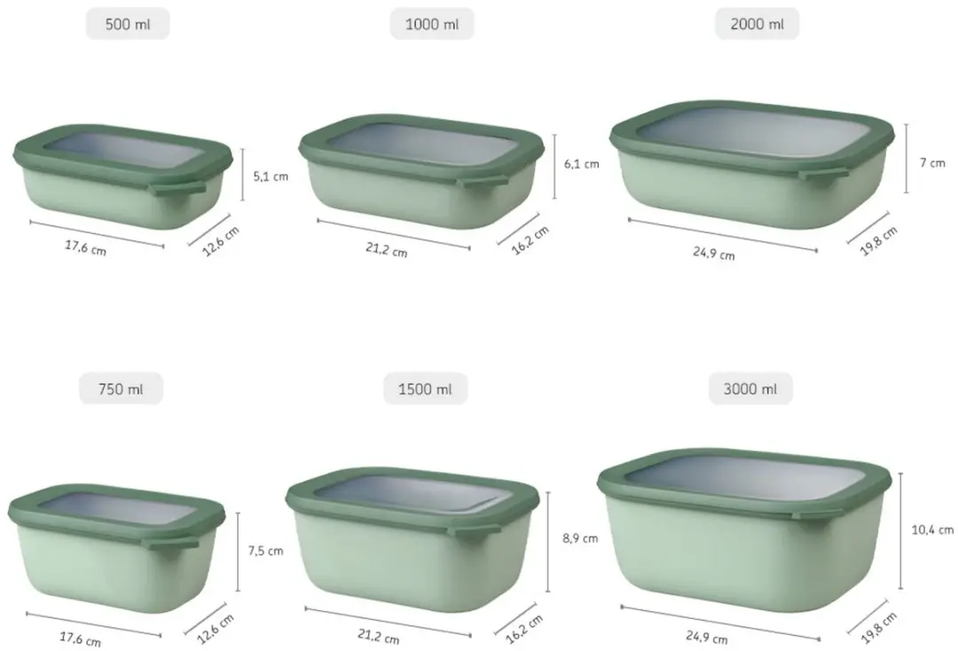 Mepal Cirqula Bewaardoos 6-delig - 500ml/750ml/1L/1,5L/2L/3L - Nordic sage