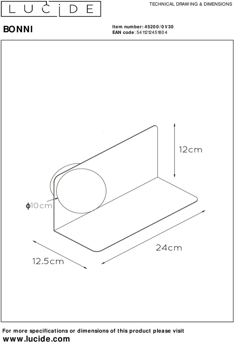 Lucide Bonni Wandlamp G9 - Zwart