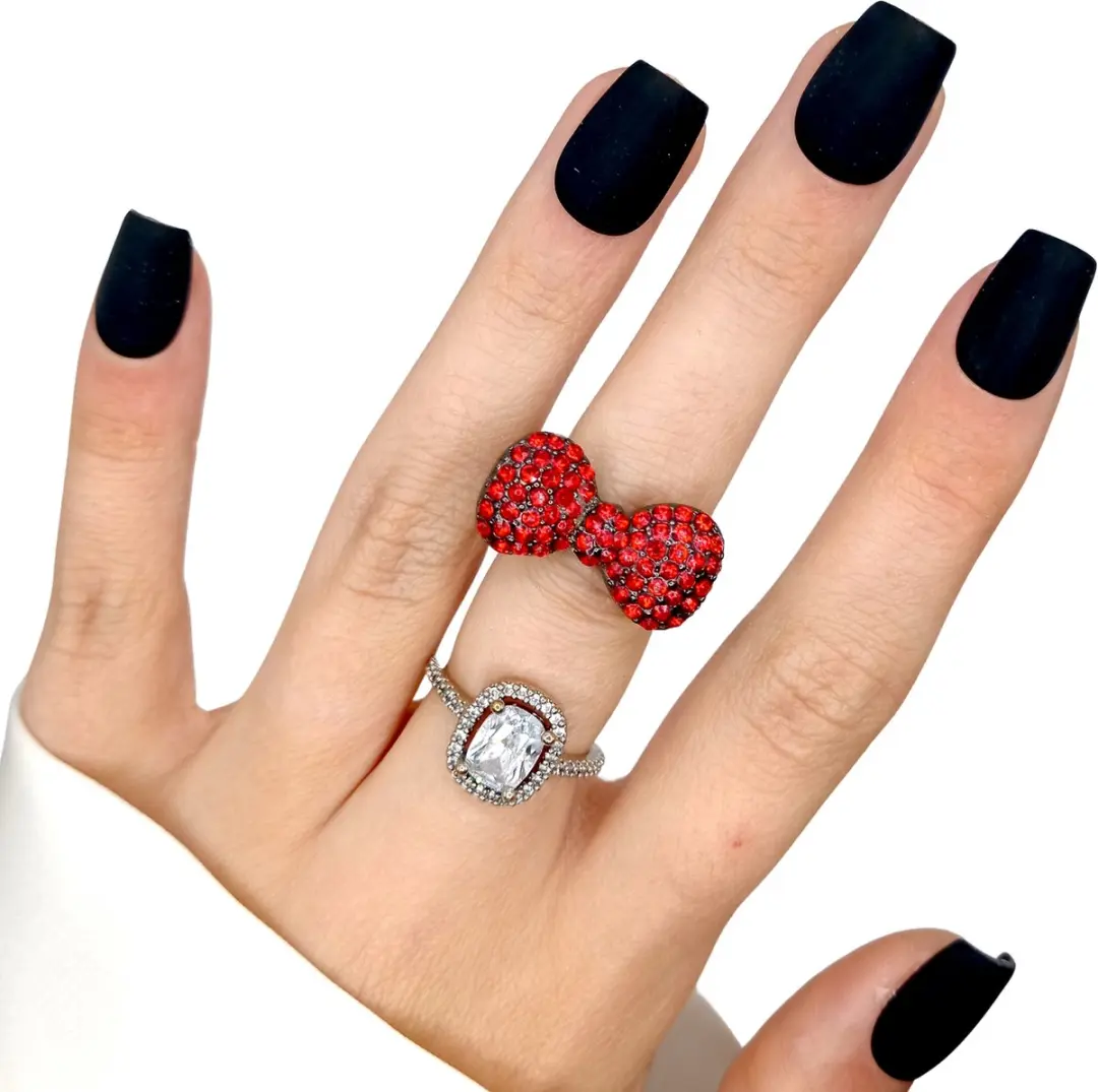 SD Press on Nails B-120 Zwart Matte Nagelset - 20 Stuks - XS Coffin