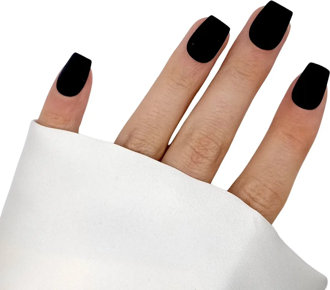 SD Press on Nails B-120 Zwart Matte Nagelset - 20 Stuks - XS Coffin