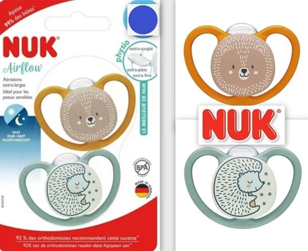 NUK Airflow Siliconen Fopspenen 2 Stuks - 6-18 Maanden - Roze/Groen