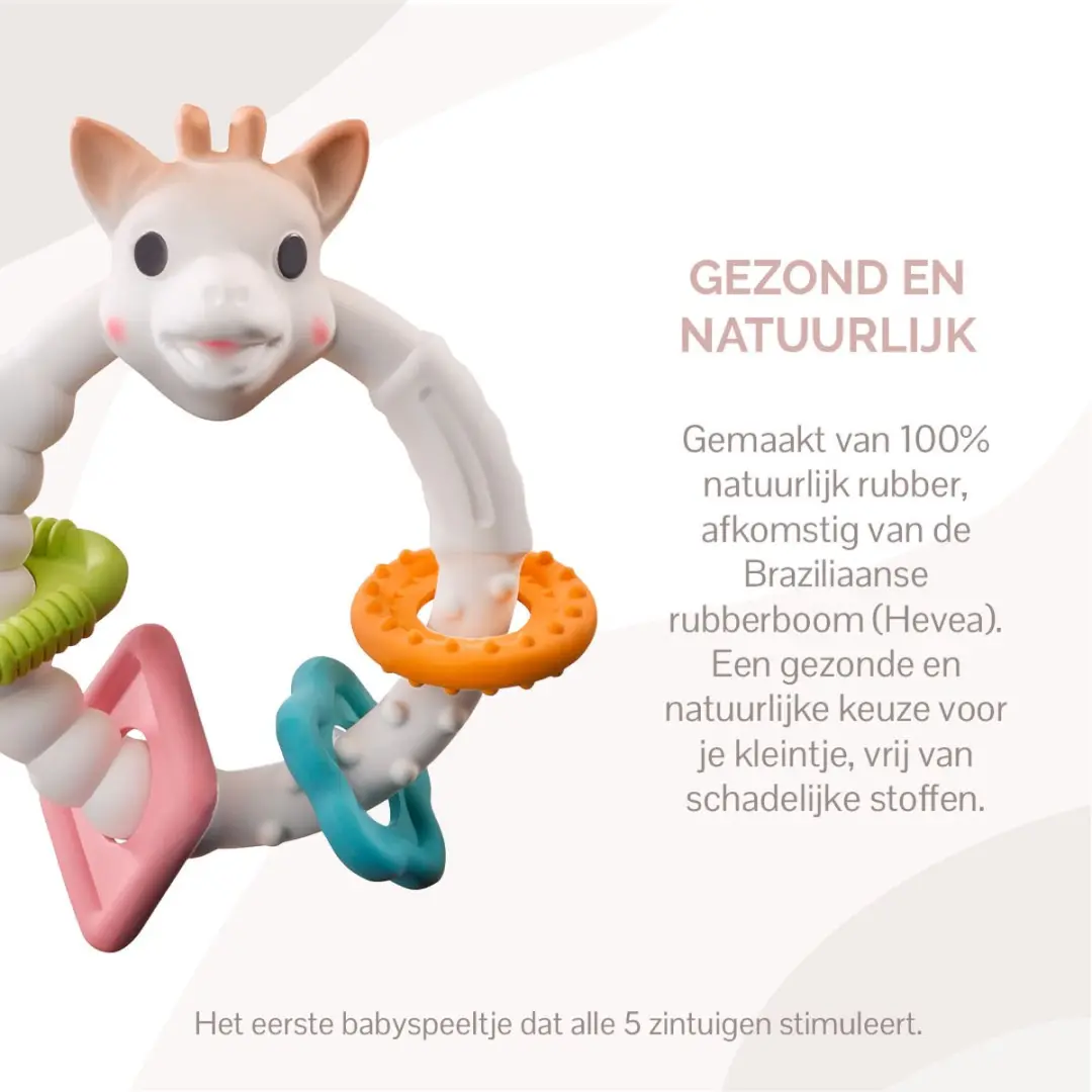 Sophie de Giraf Colo'rings Bijtring - Natuurlijk Rubber - Wit/Multi