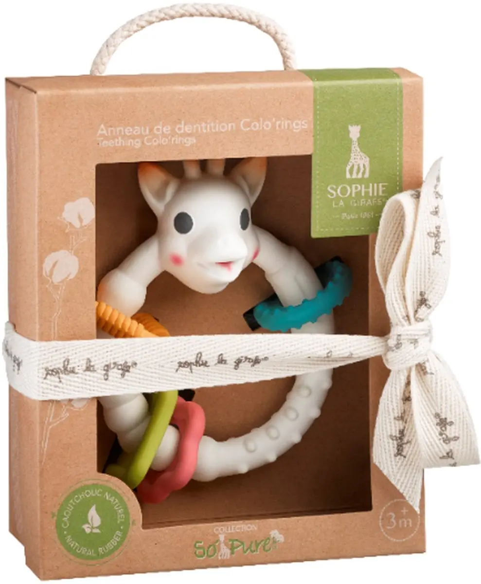 Sophie de Giraf Colo'rings Bijtring - Natuurlijk Rubber - Wit/Multi - afbeelding 6 van 6