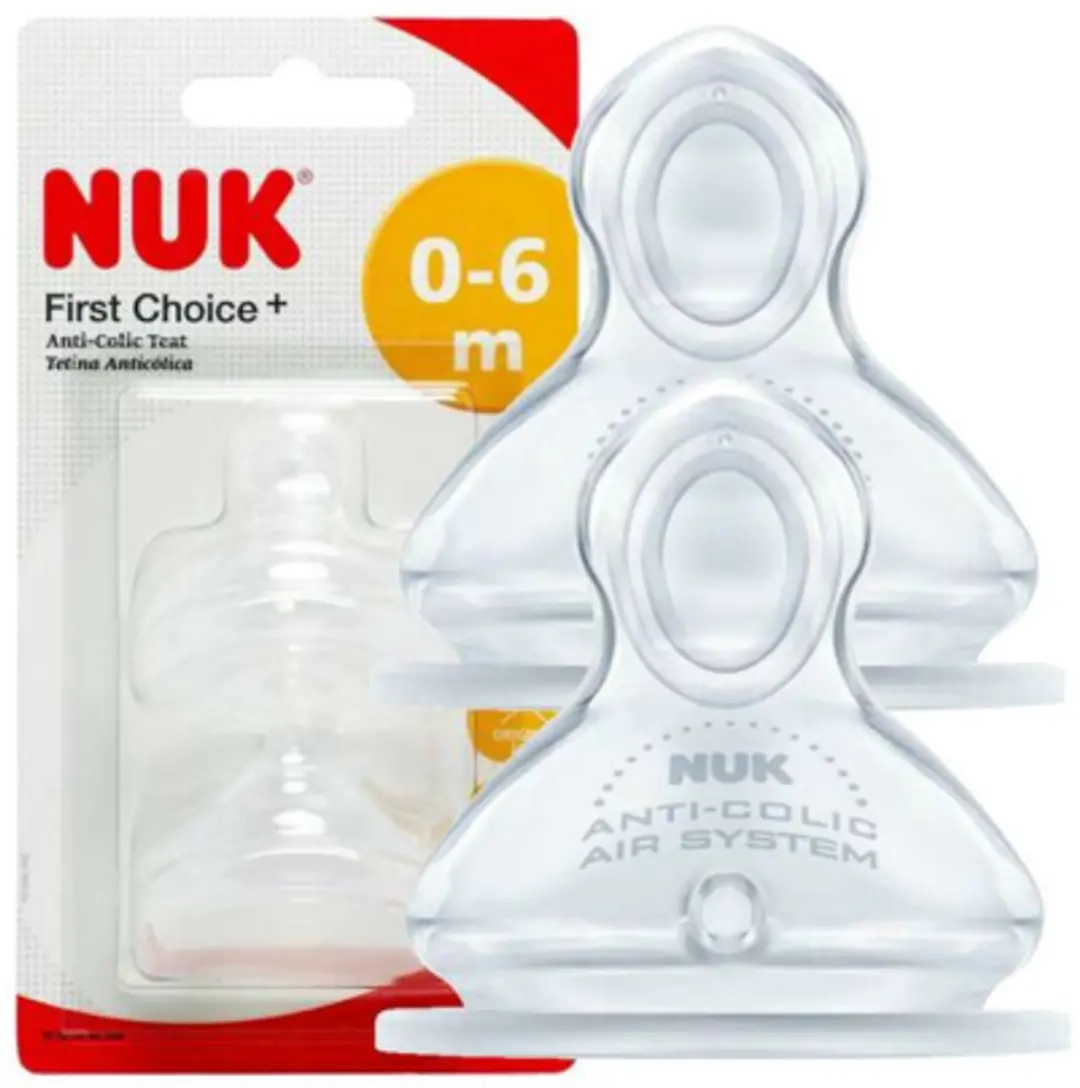 NUK First Choice Anti Colic Flesspeen Siliconen - 0-6 Maanden - 2 Stuks