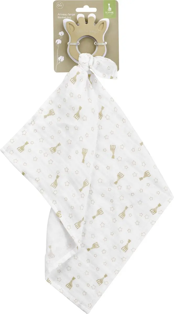 Sophie de Giraf So'pure Swaddle Bijtring - Natuurlijk rubber & biologisch katoen - Wit/Beige