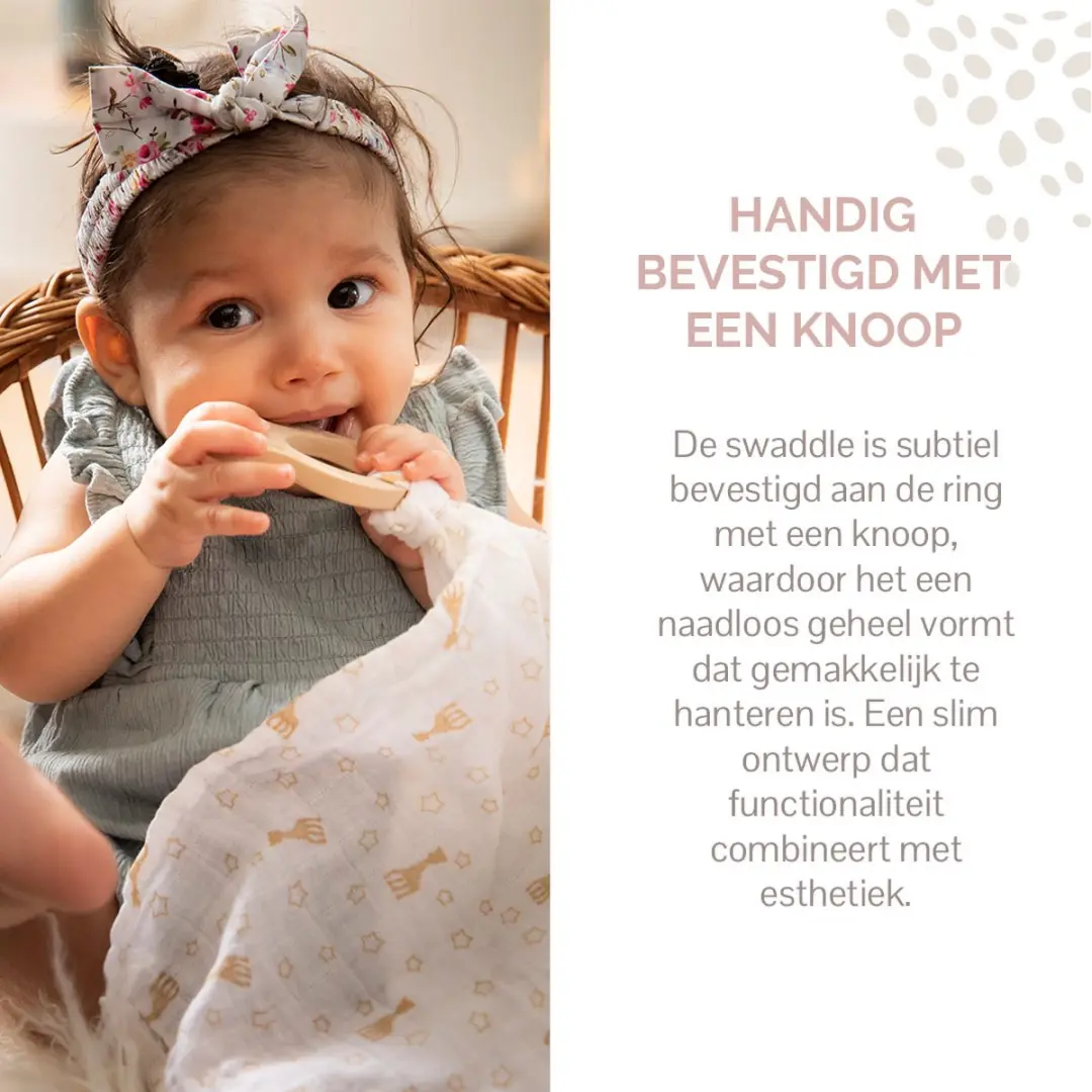 Sophie de Giraf So'pure Swaddle Bijtring - Natuurlijk rubber & biologisch katoen - Wit/Beige