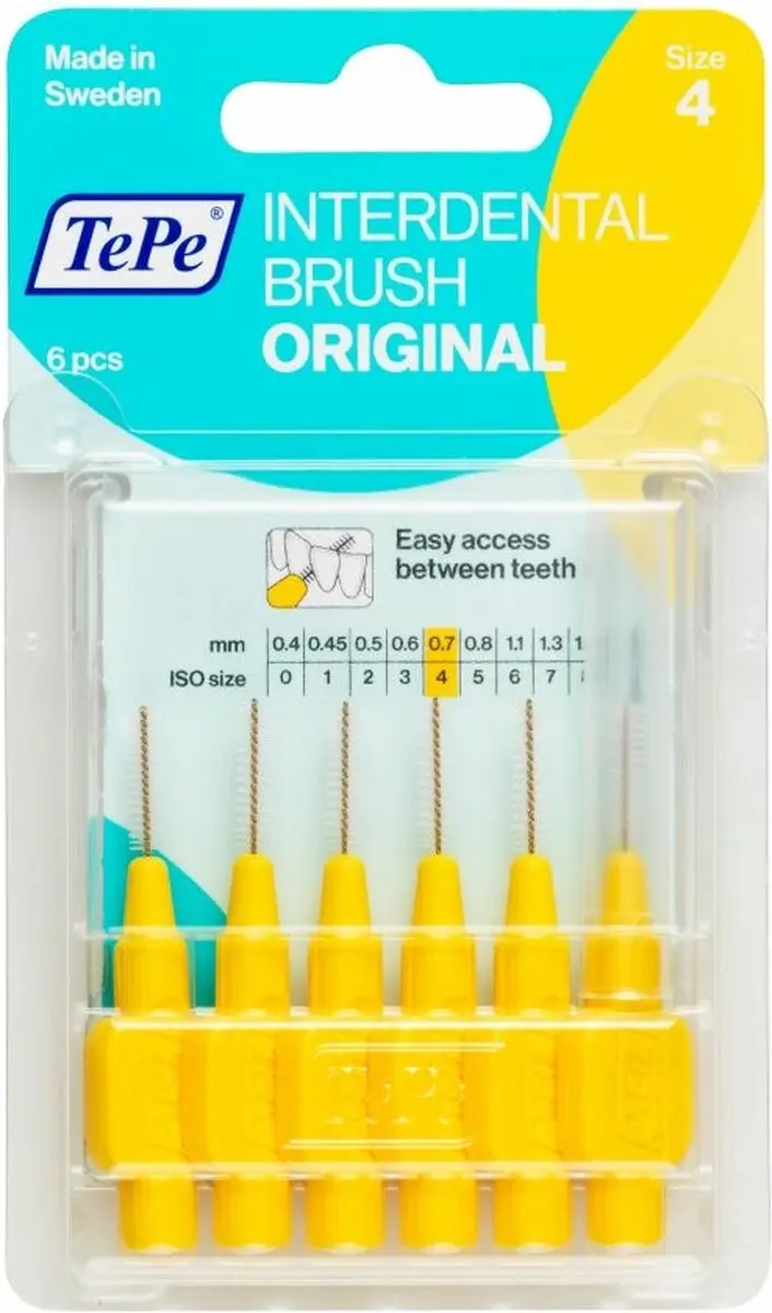 TePe Ragers 0,7mm - 36 Stuks (6x6) - Geel