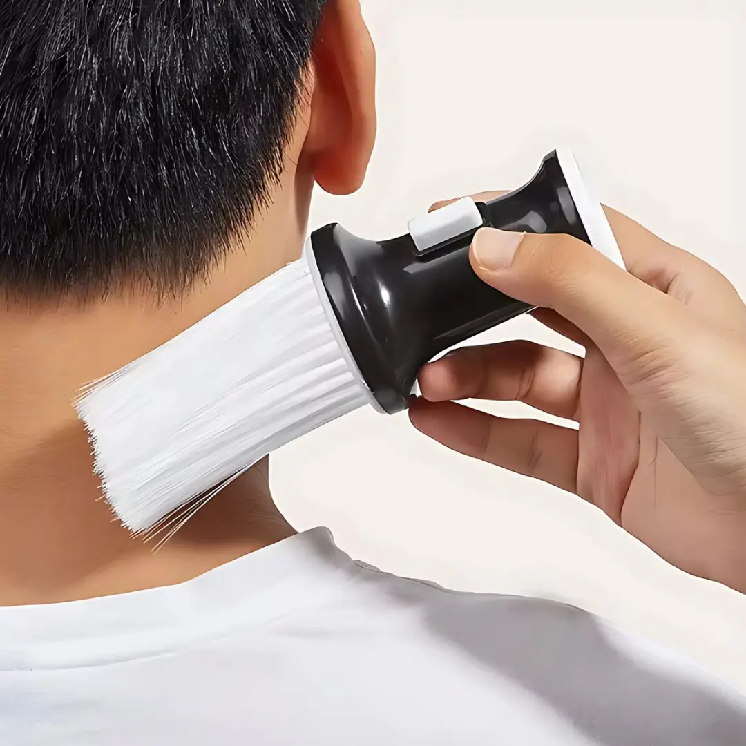 Guardian Beauty Nekborstel - Zachte Nylon Haren met Talkpoederdispenser - Zwart/wit