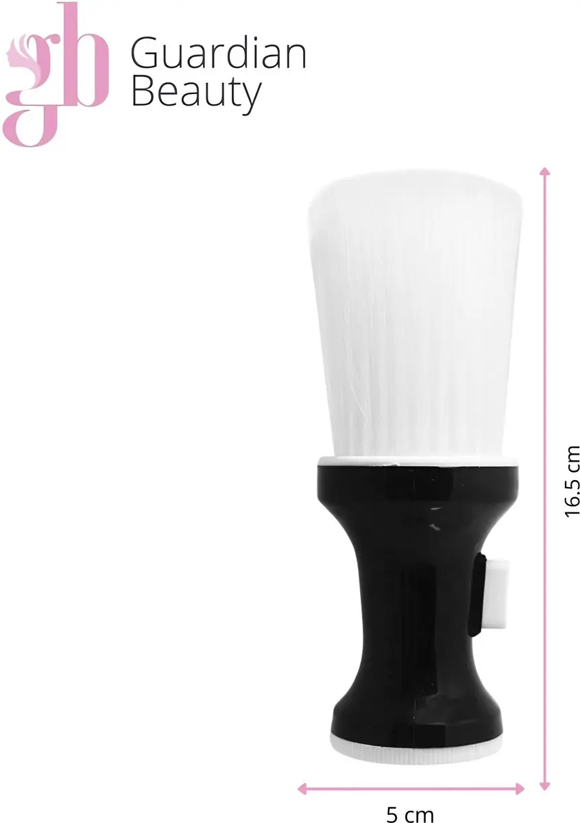Guardian Beauty Nekborstel - Zachte Nylon Haren met Talkpoederdispenser - Zwart/wit