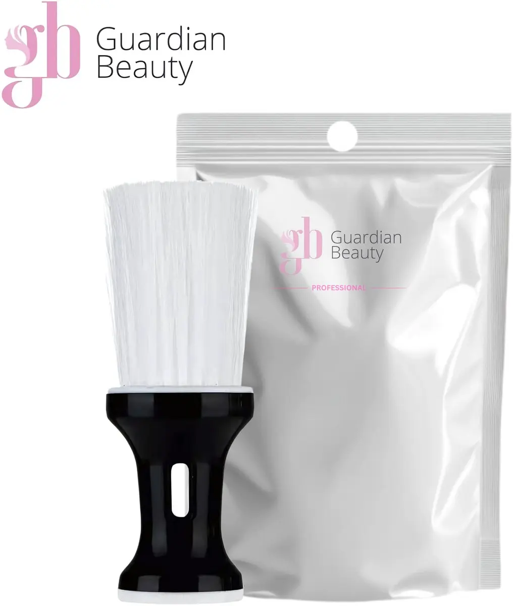 Guardian Beauty Nekborstel - Zachte Nylon Haren met Talkpoederdispenser - Zwart/wit