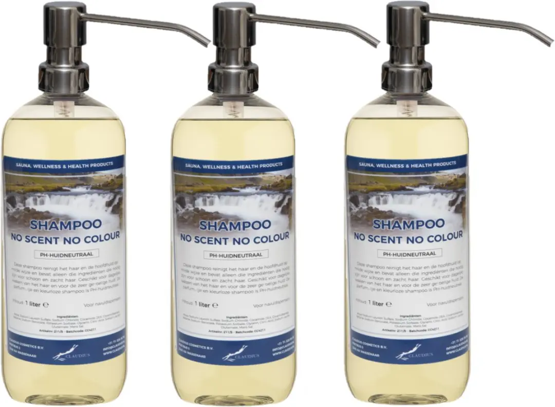 Splashbox Cosmetics Shampoo No Scent No Colour 1L - 3 Stuks