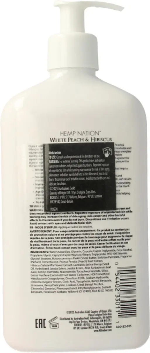 Australian Gold Hemp Nation After Sun Bodylotion - 535ml Witte Perzik