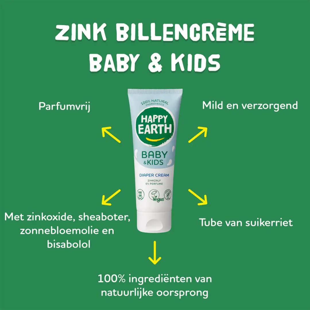 Happy Earth Zink Billencrème Baby & Kids 6x75ml - Parfumvrij