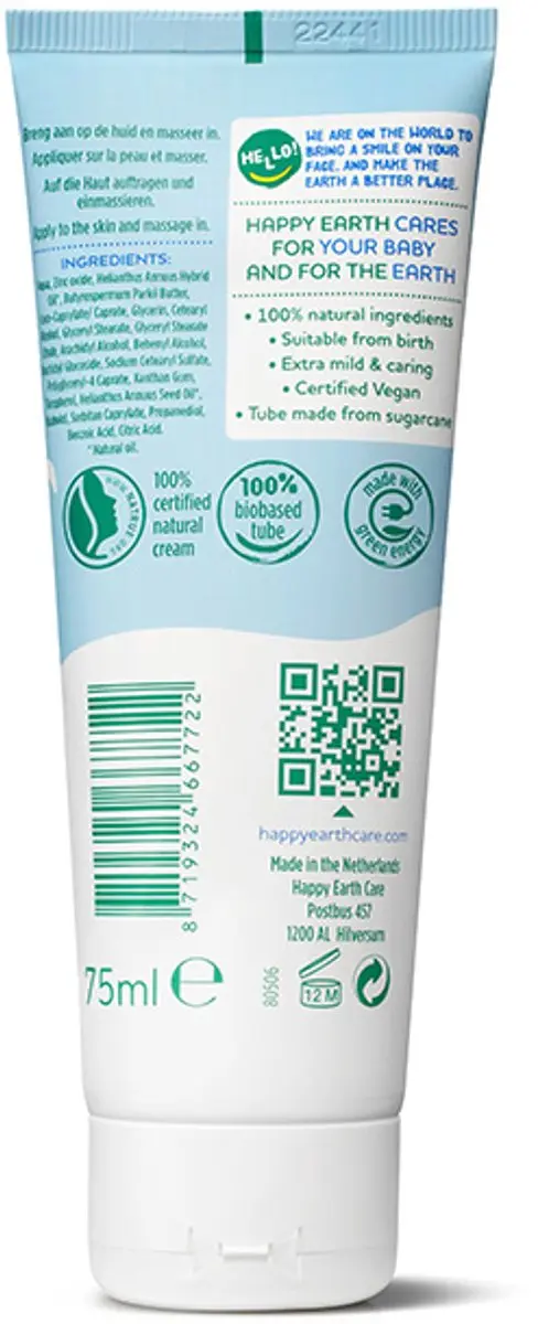 Happy Earth Zink Billencrème Baby & Kids 6x75ml - Parfumvrij