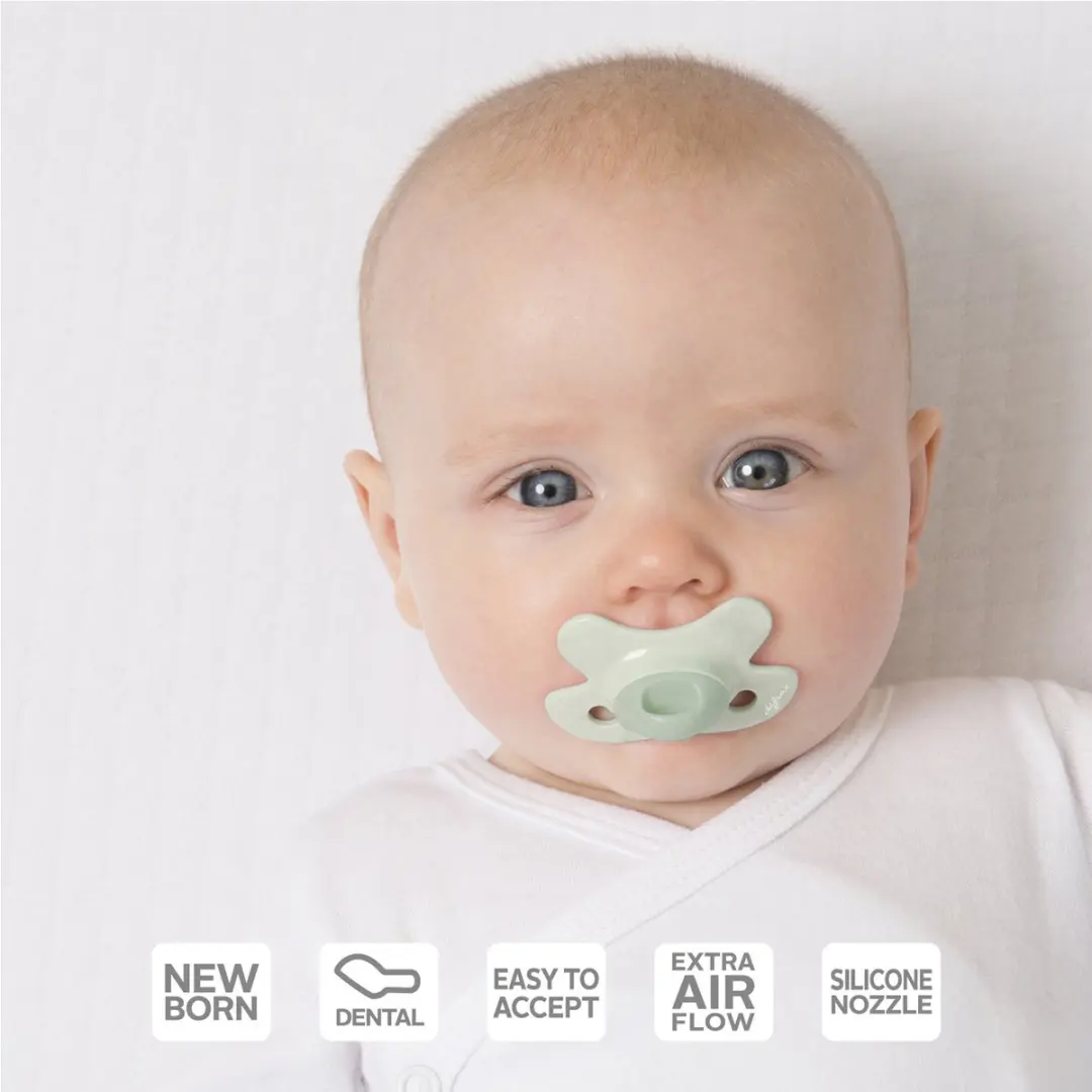 Difrax Dental Fopspeen Newborn - 2 Stuks - Lichtgroen