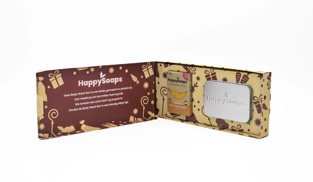 HappySoaps Sinterklaas Cadeau Giftbox Douchegel & Reisblikje - 2 Stuks