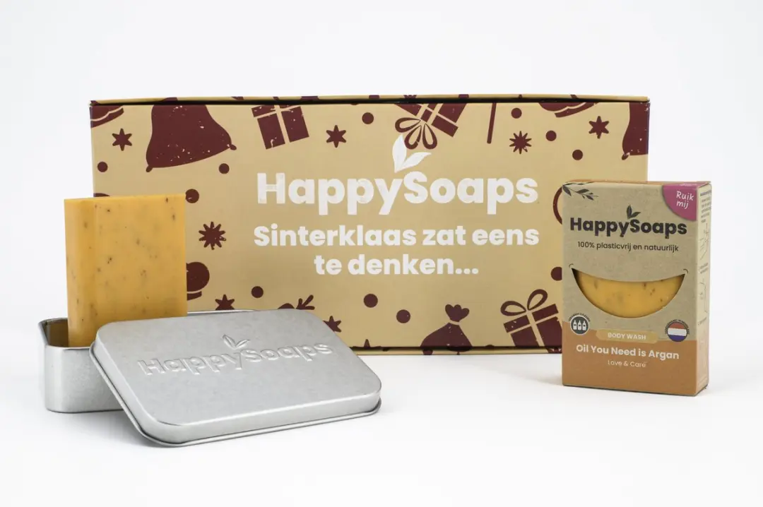 HappySoaps Sinterklaas Cadeau Giftbox Douchegel & Reisblikje