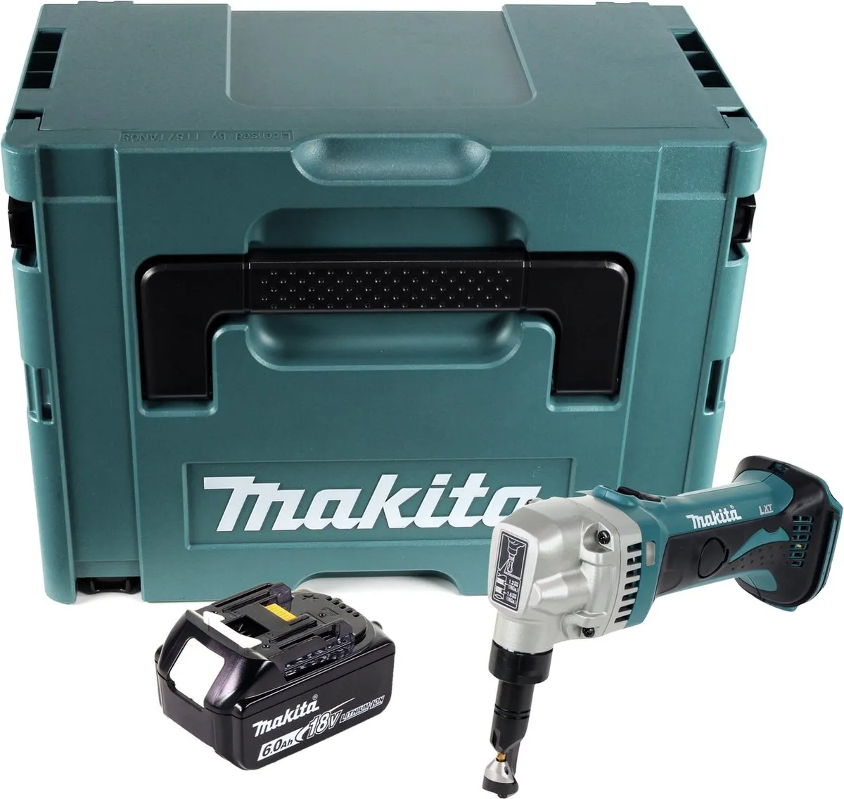 Makita DJN 161 Accu Knabbelschaar 18V - 2,5mm Staal - 6,0Ah + Makpac