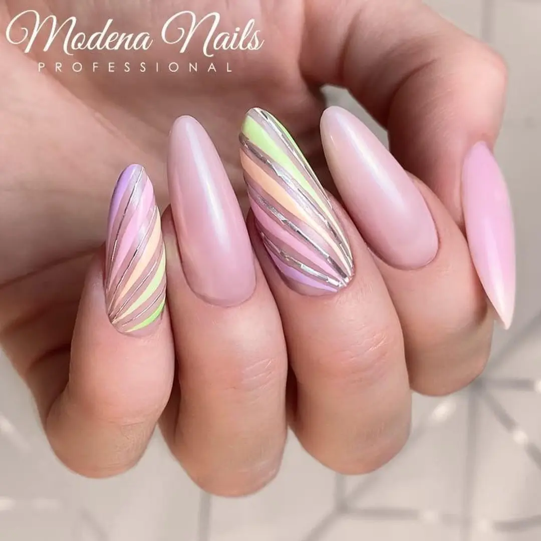 Modena Nails Nagelsticker Strips Silver Holo