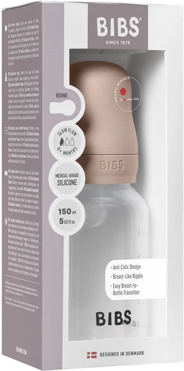 BIBS Siliconen Babyfles Slow Flow 150ml - 7 Stuks - Roze