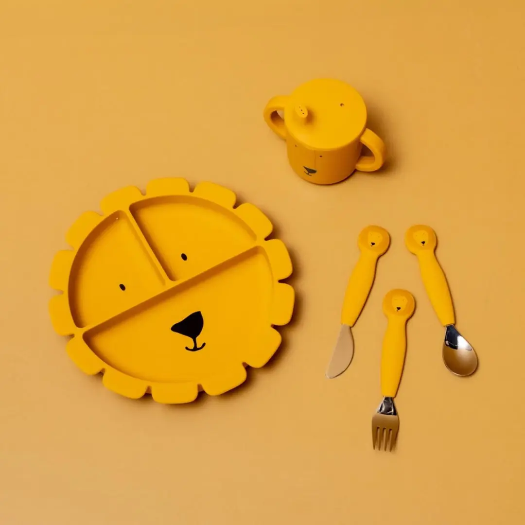 Trixie Babybestek Mr. Lion Eetset - Siliconen - Geel