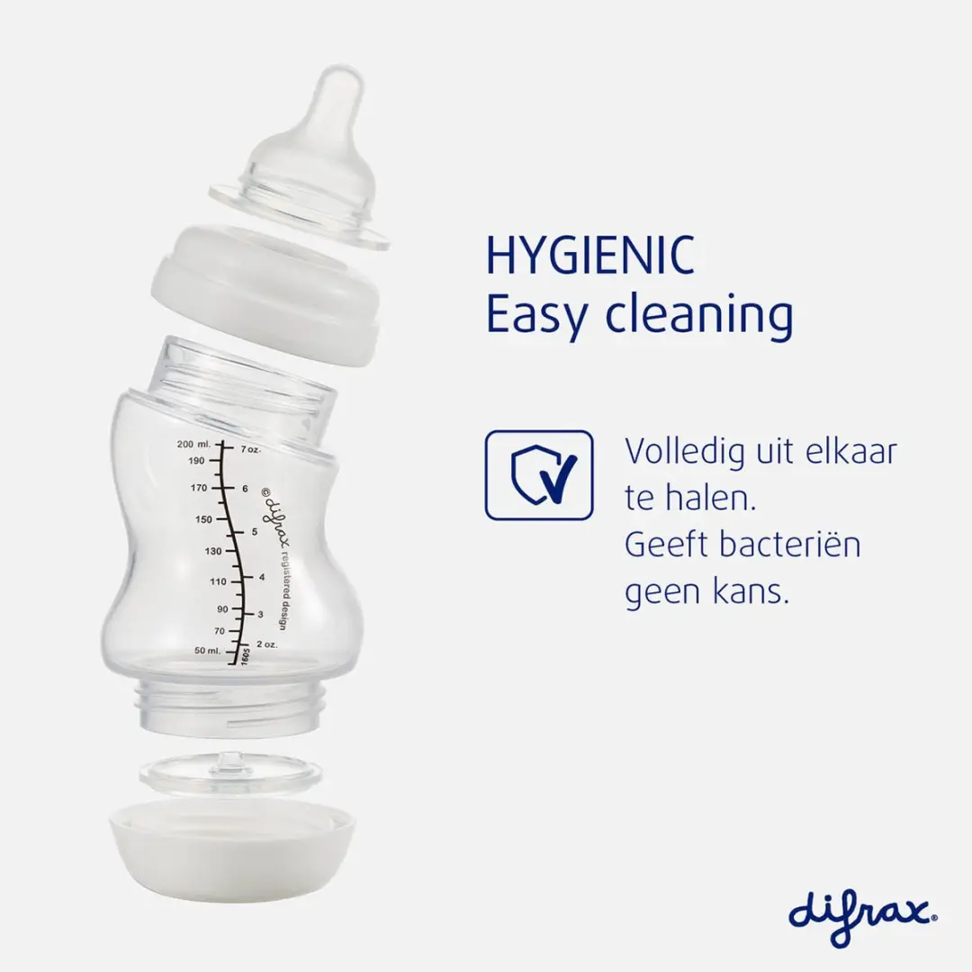 Difrax Wide S Babyfles 200ml - Wit