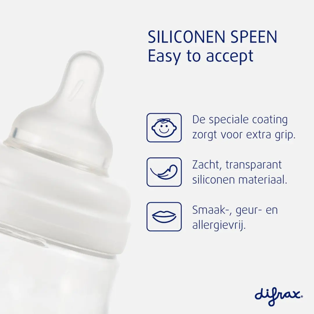 Difrax Wide S Babyfles 200ml - Wit