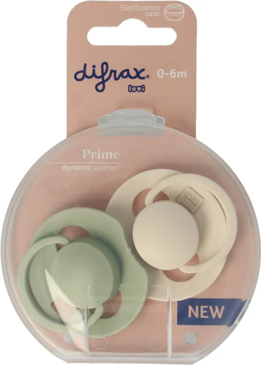 Difrax Dynamic Lovi Prime Fopspeen 0-6mnd - 2 Stuks - Assorti