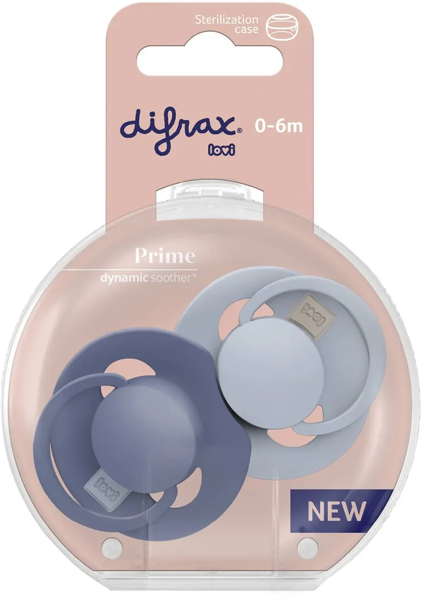 Difrax Dynamic Lovi Prime Fopspeen 0-6mnd - 2 Stuks - Assorti