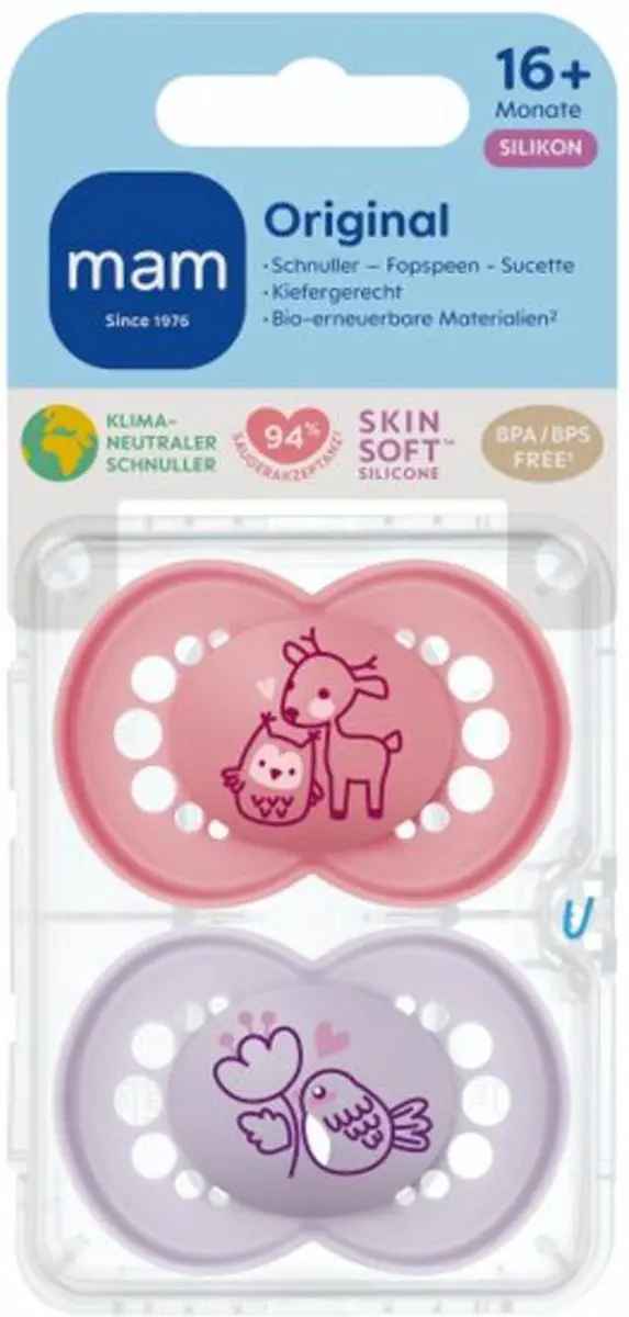 MAM Original Silikon Speen 16+ Maanden - Mat Roze - 2 Stuks