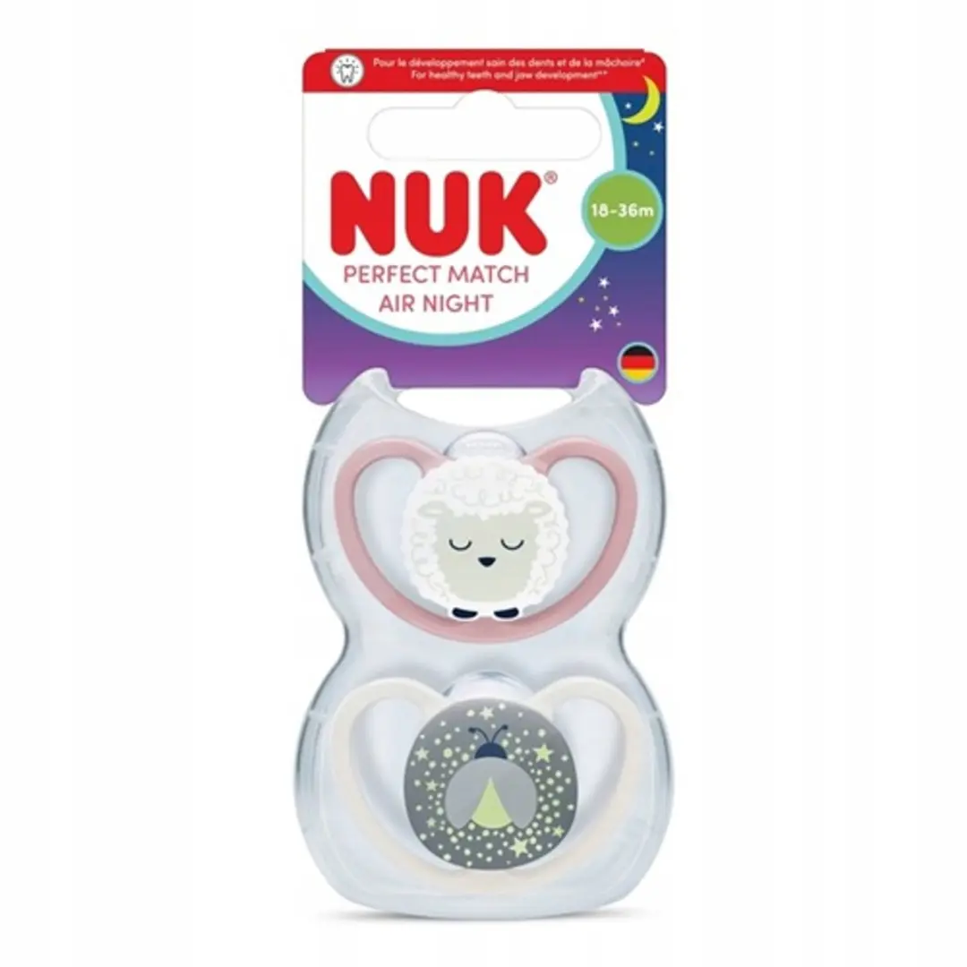 NUK Perfect Match Air Fopspeen Glow in the Dark - 2 Stuks - Siliconen 6-18 maanden